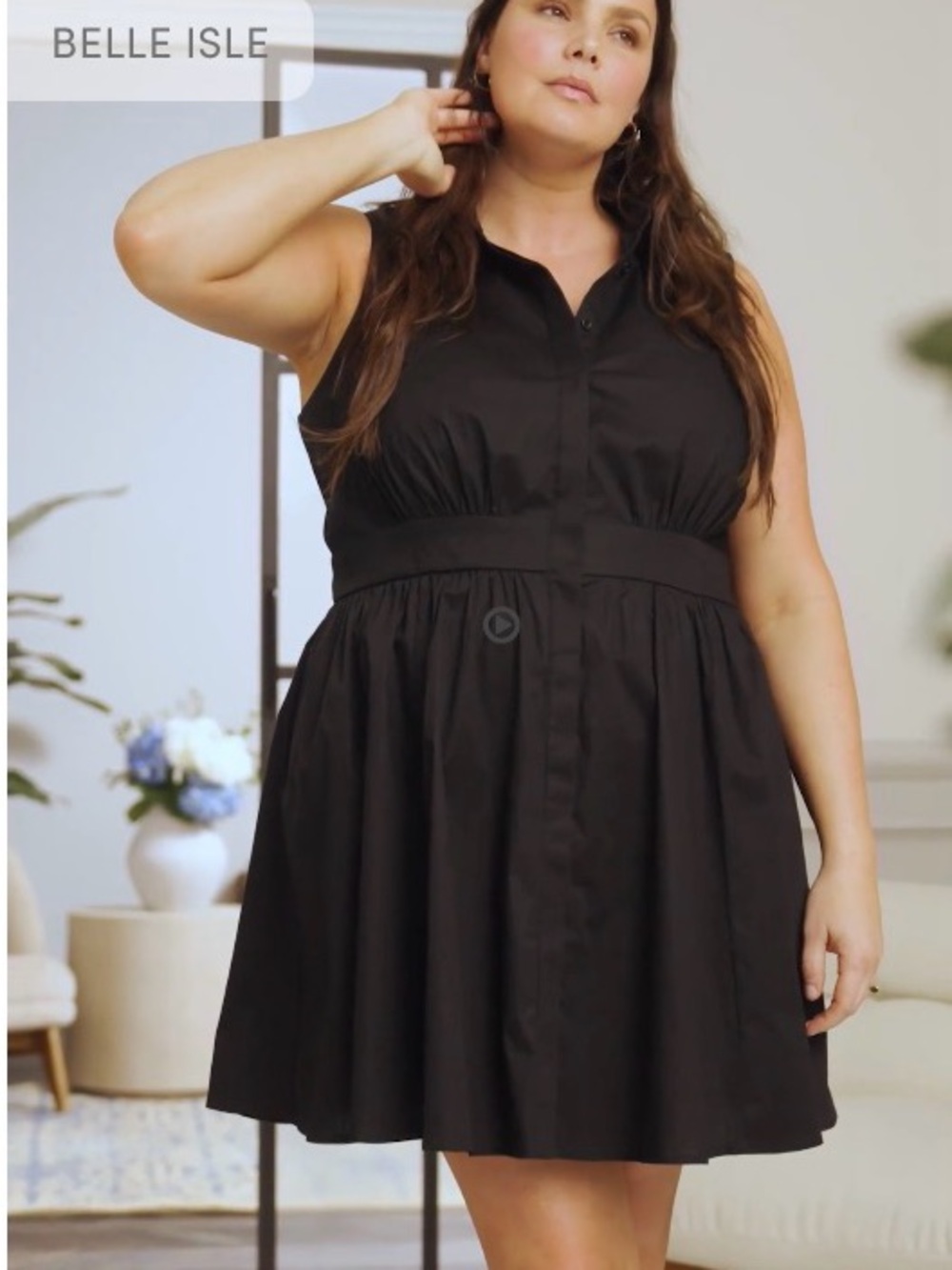 NWT Torrid Belle Isle Black Sleeveless Collared Fit & Flare Mini Dress